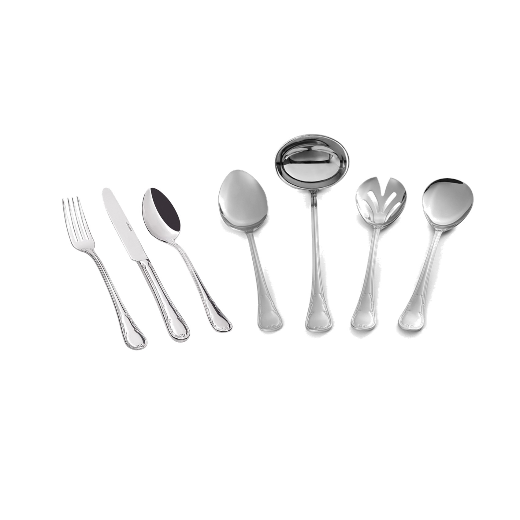 Faqueiro de aço inox sobre fundo branco